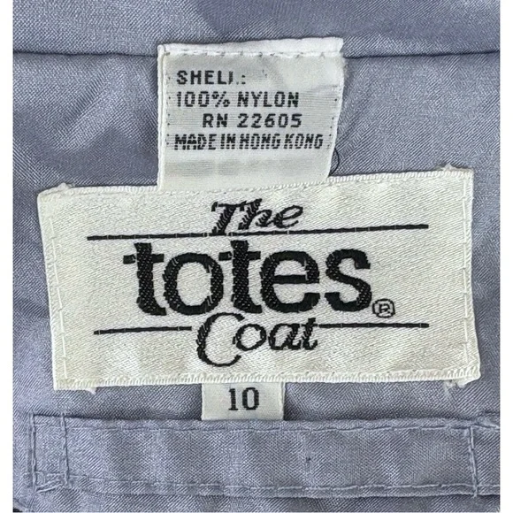 Totes Nylon Ice Blue long Raincoat Trench Coat with Belt, Hood. Women’s Size 10 - Picture 8 of 9